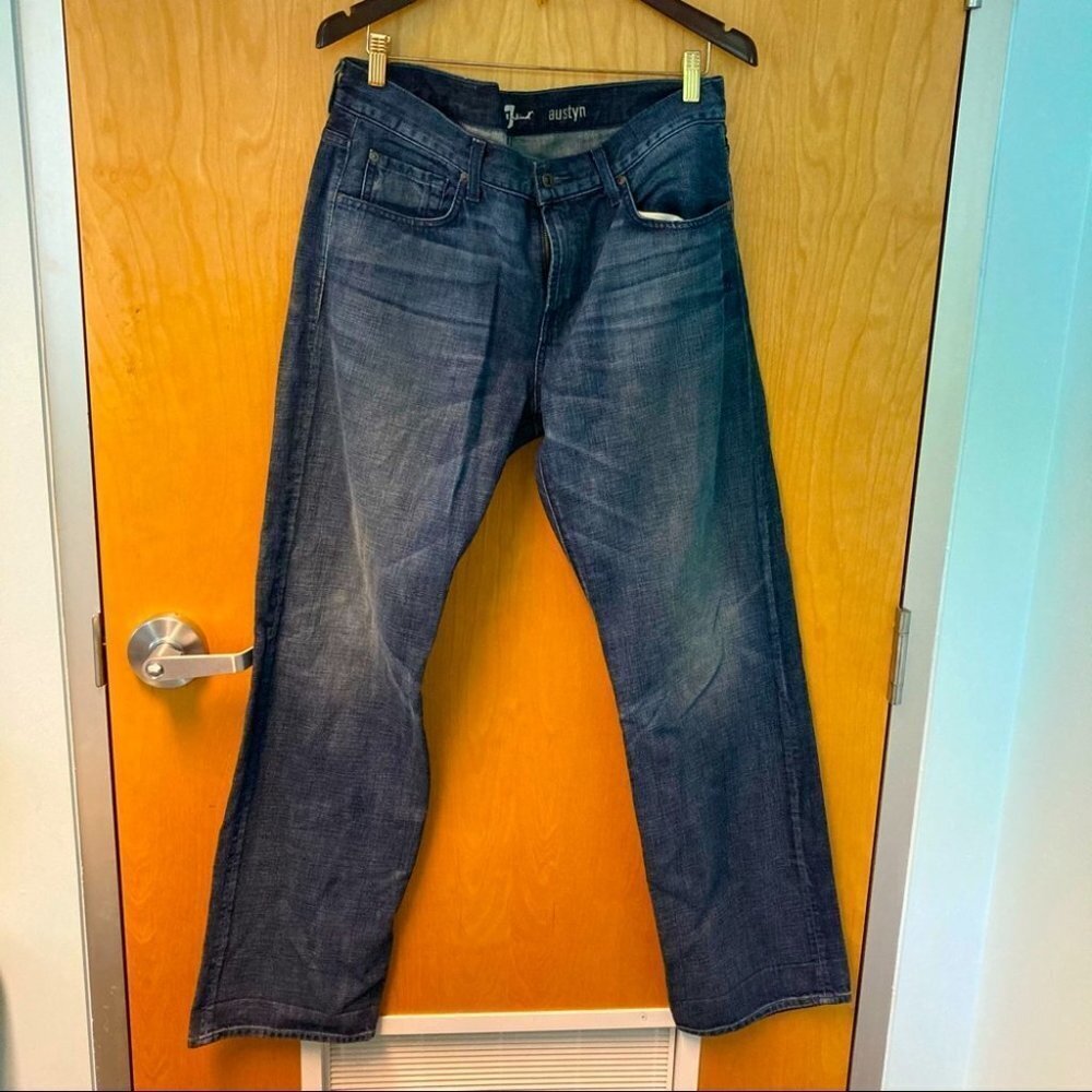7 FOR ALL MANKIND Sz 34 Jeans Austyn  100% Cotton Dark Wash